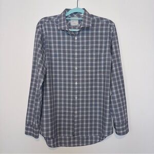 Billy Reid Standard Cut Men’s Plaid Shirt Medium Long Sleeve Blue Button Down